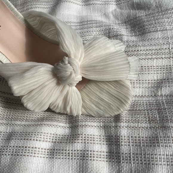 Loefler Randall Camellia Heels, White, Worn Once